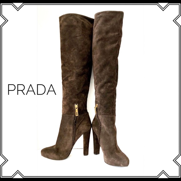 Prada Suede Platform Boots - Picture 1 of 12